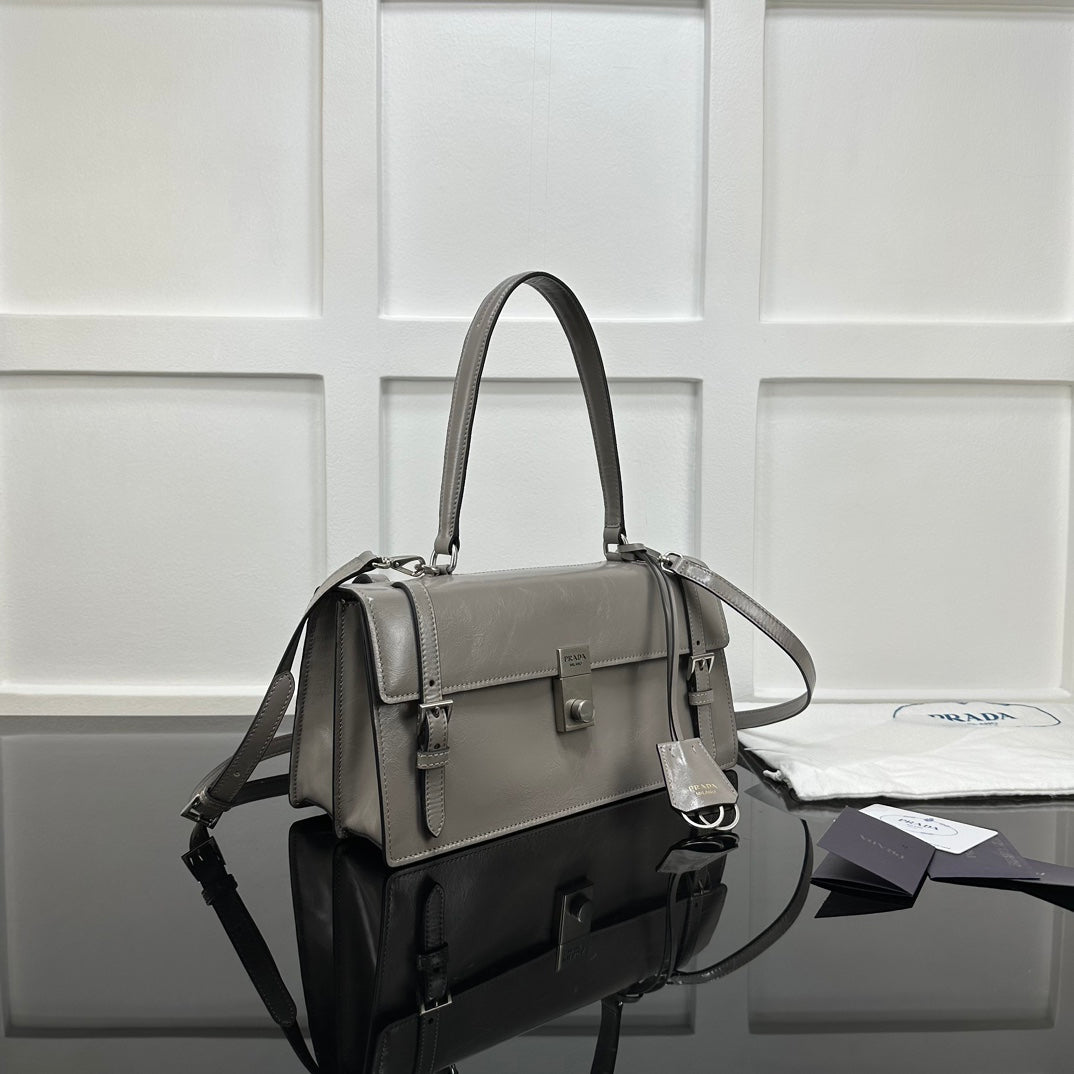 Prada 2026 Medium Shoulder Bag 32cm Patent Calfskin