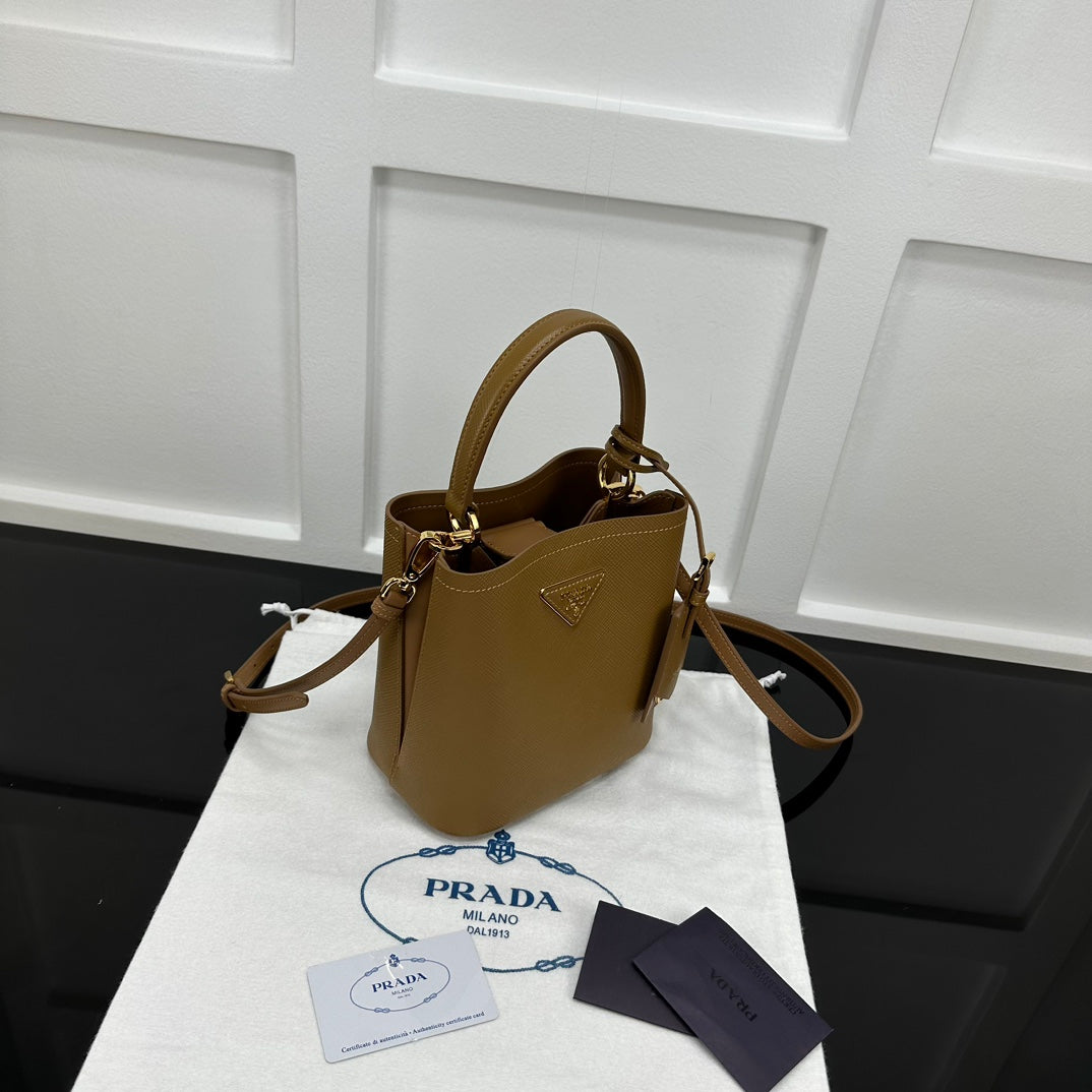 Prada 2026 Panier Saffiano Bucket Bag Calfskin