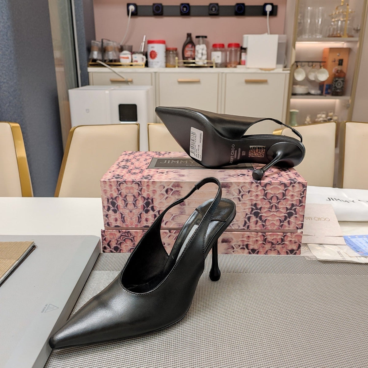 Jimmy 25 Slingback Pump Heels Black Nappa Leather 240025