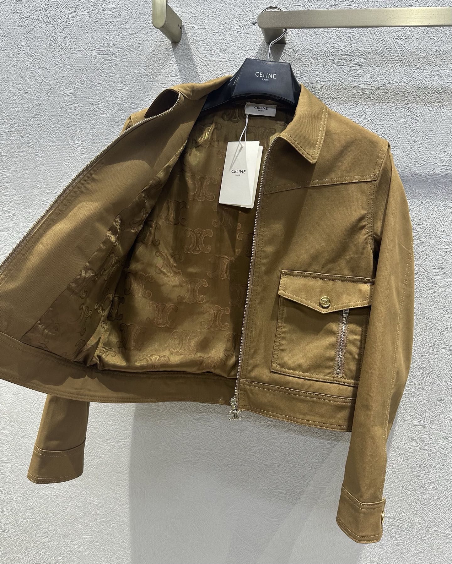 Celine 25 Jacket Tan Cotton