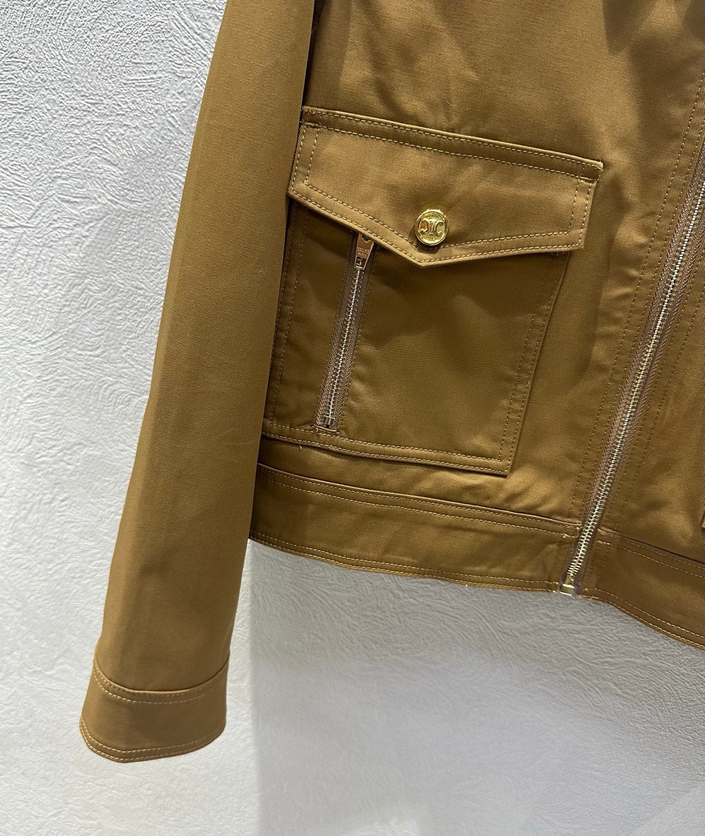 Celine 25 Jacket Tan Cotton