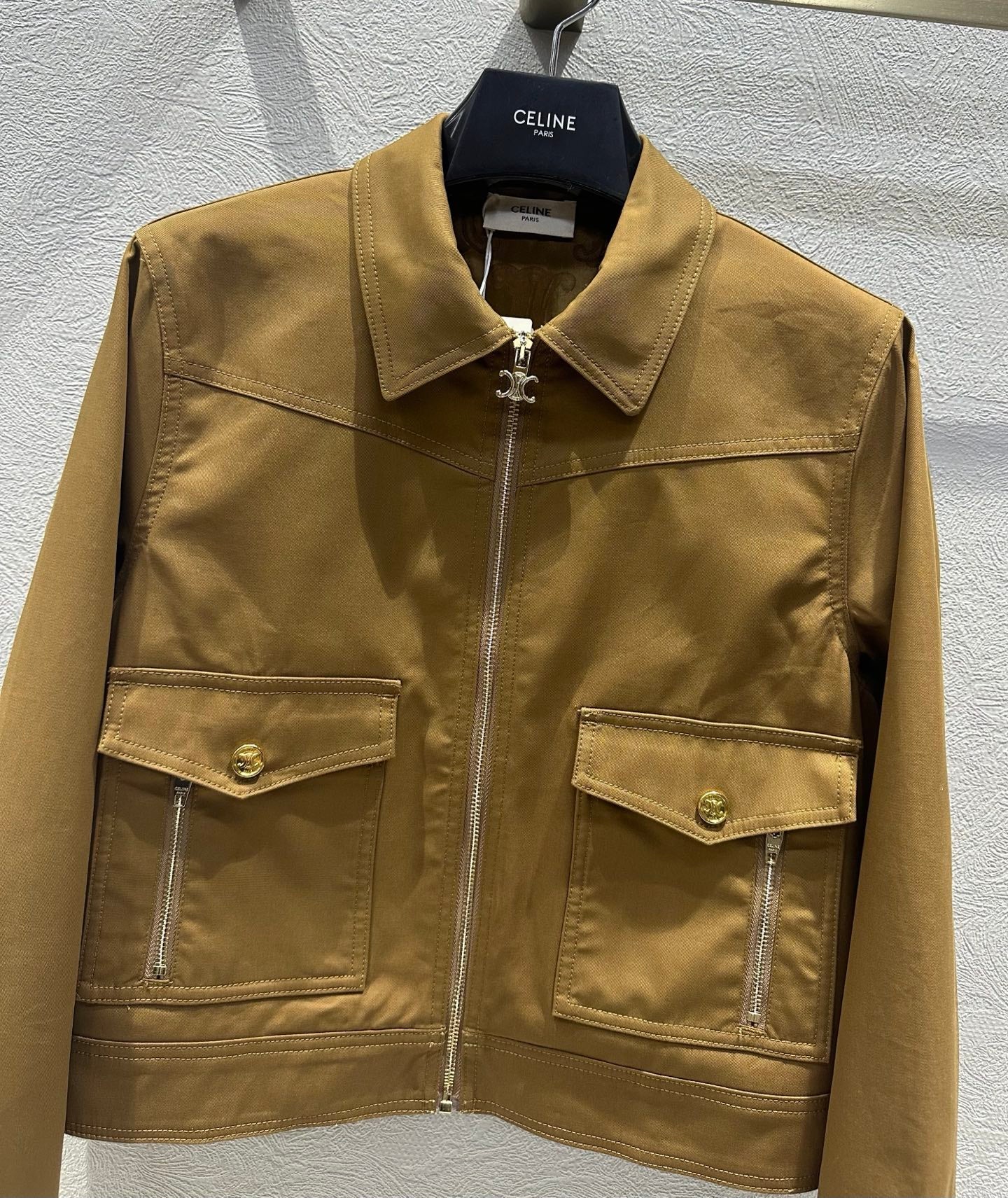 Celine 25 Jacket Tan Cotton