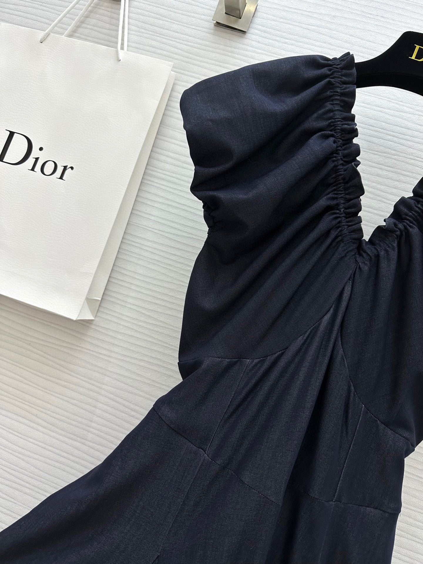 CD 25 V-neck Puff Sleeve Dress black Satin Silk