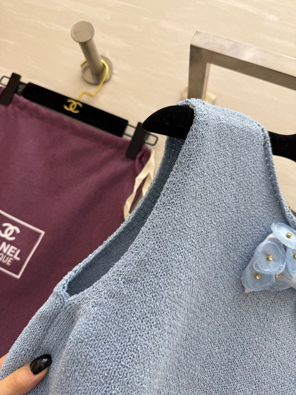 CC Patchwork Lace T-shirt Blue Cashmere
