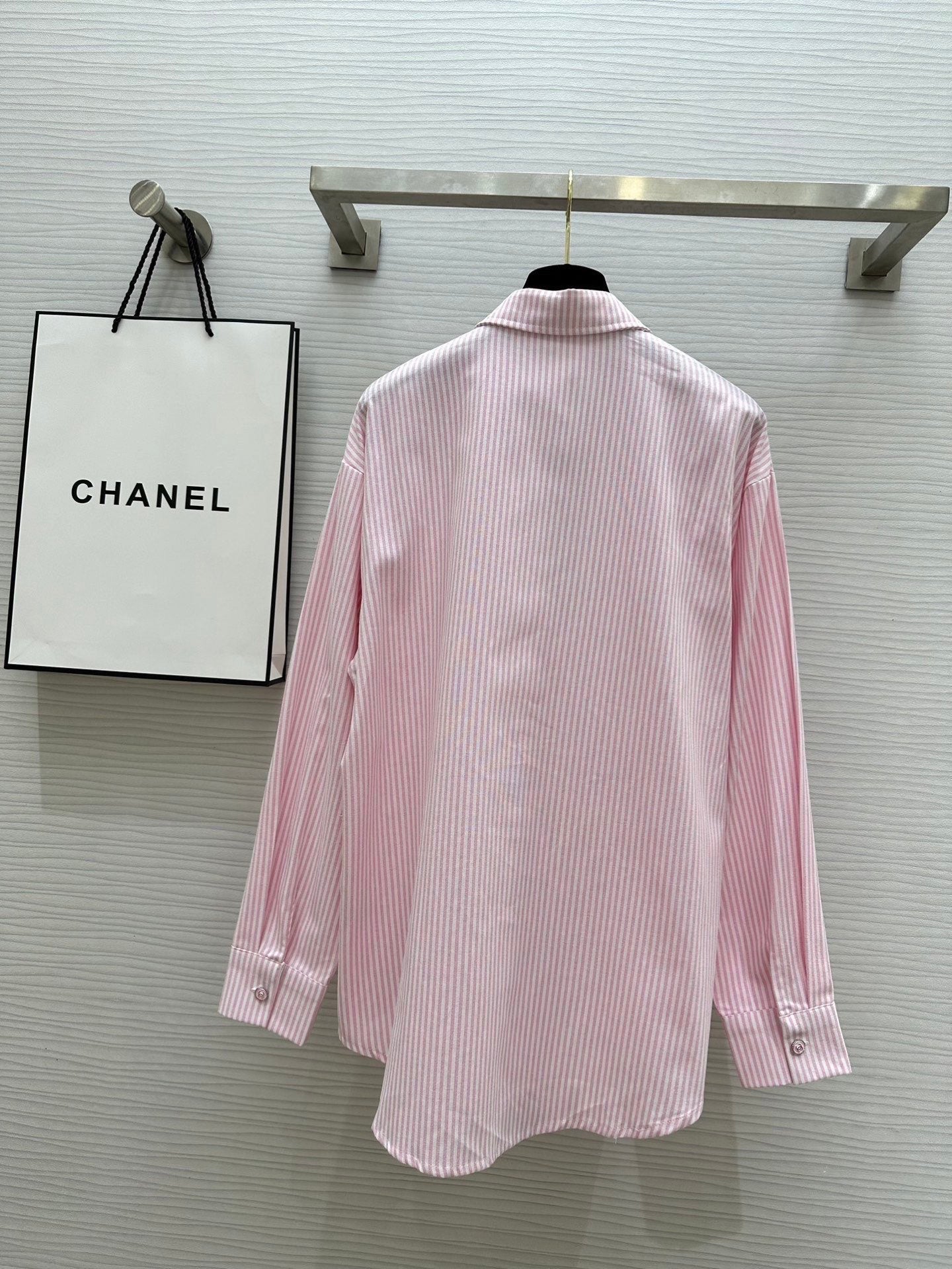 Chanel 2026 Striped Shirt Pink Cotton 352255