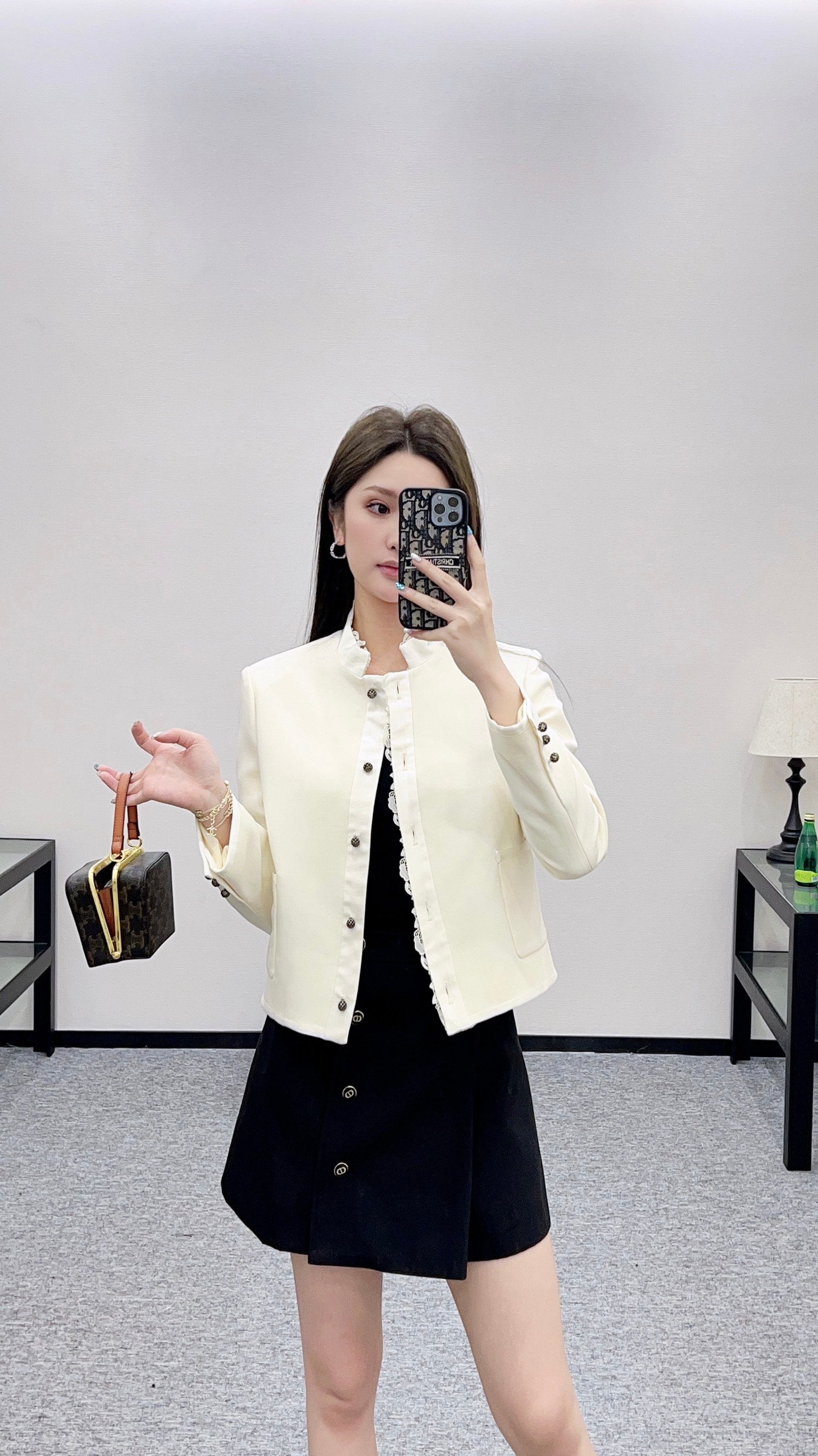 CD 25 Floral Embroidered Lapel Blazer Wool And Silk
