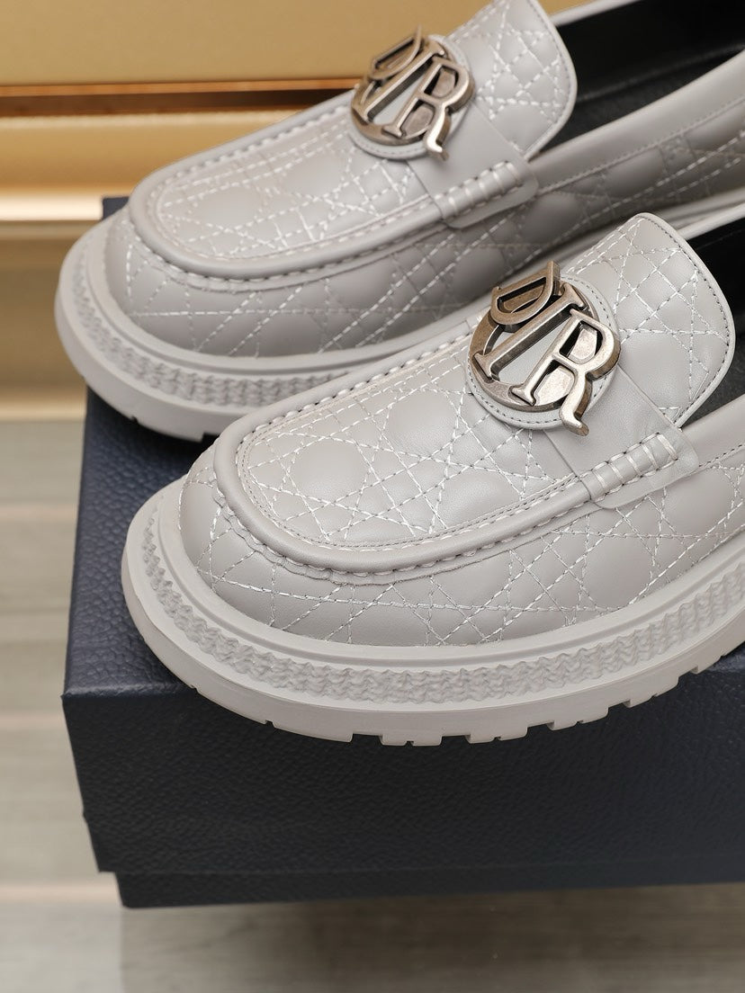 CD EXPLORER LOAFER LIGHT GRAY EMBROIDED CALFSKIN