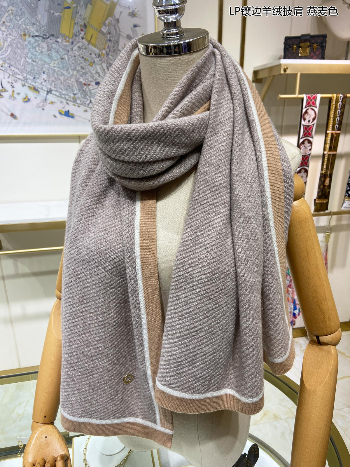 LP Scarf 170 CM In Grey Mix Brown Consinee Cashmere 205600