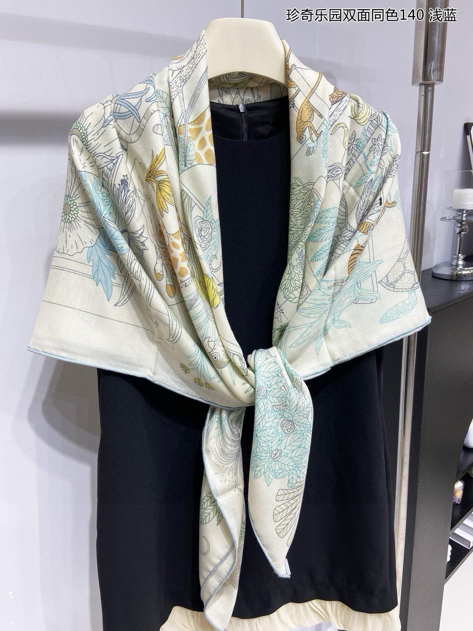 Precious Paradise Scarf 140 CM White Colorful Cashmere And Silk