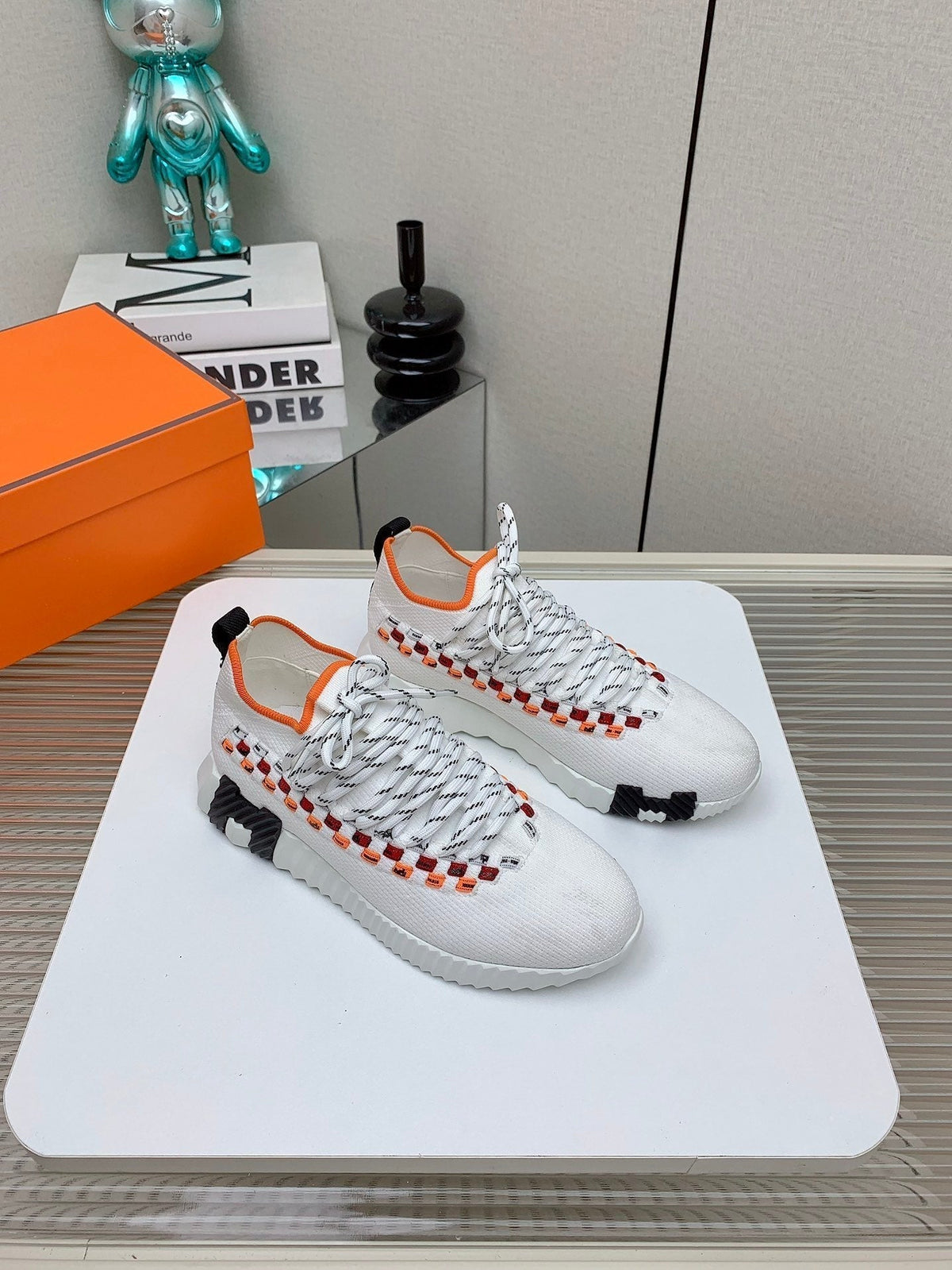 HM Flex slip-on sneaker In White Woven Fabric 106316