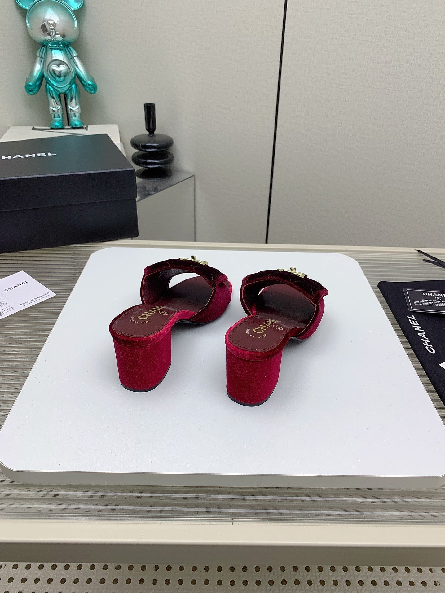 CC Mule Sandals 50mm In Drak Red Velvet 148939