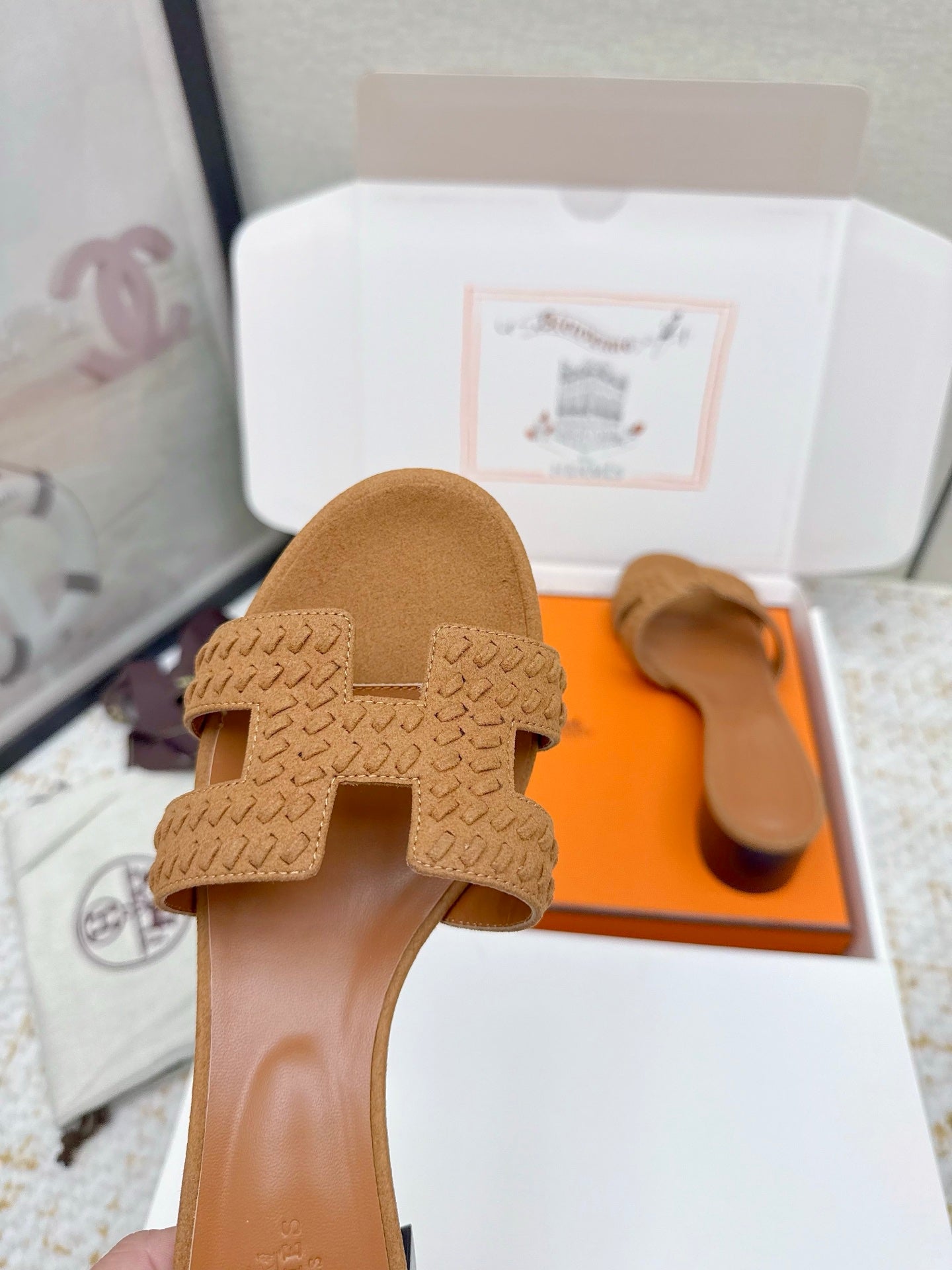HM 26ss Oran Sandals 50 Brown Suede Sheepskin 625143