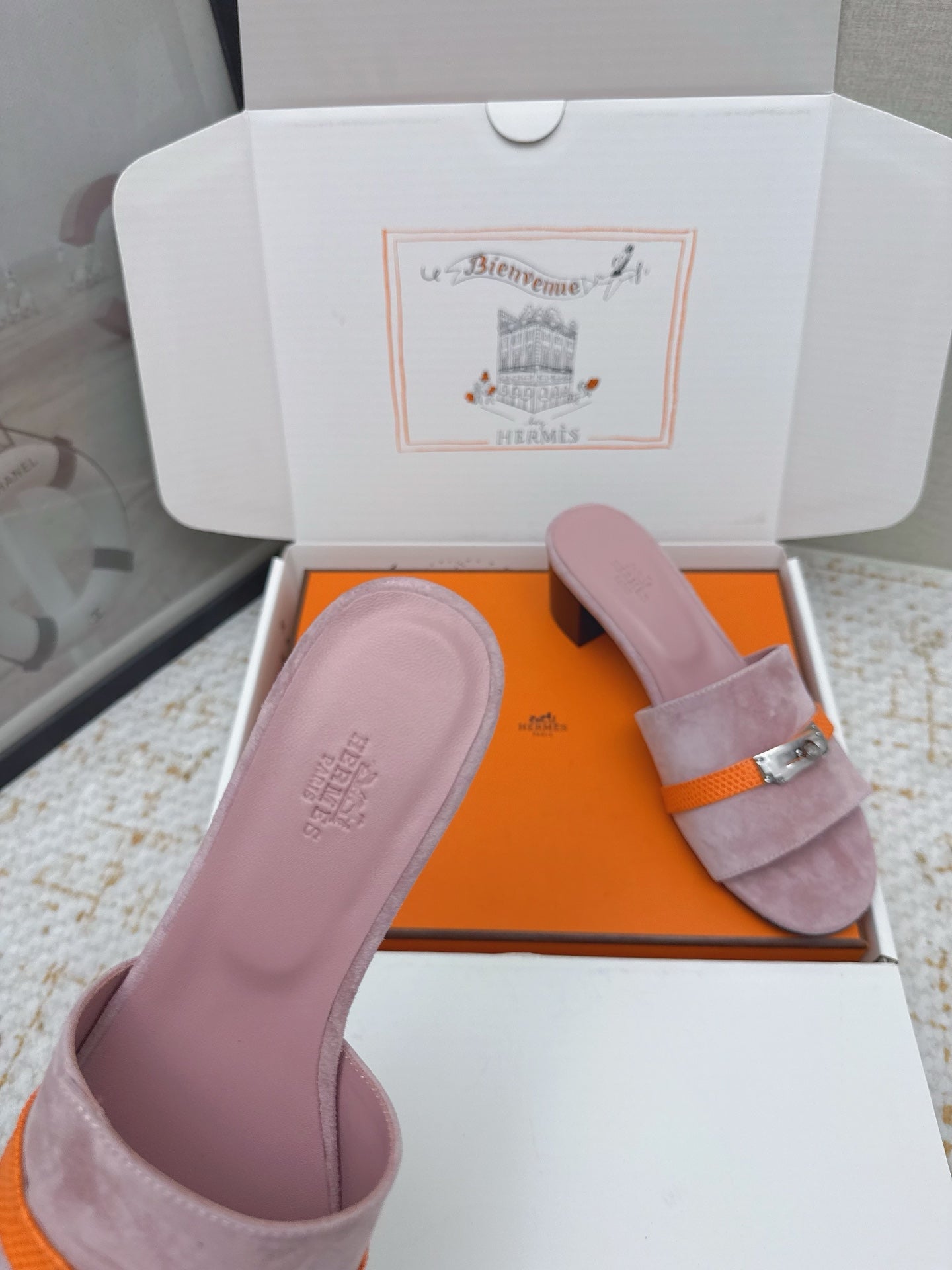 HM 26ss Oasis Sandals 50 Rose Nude Suede Cowhide 625183