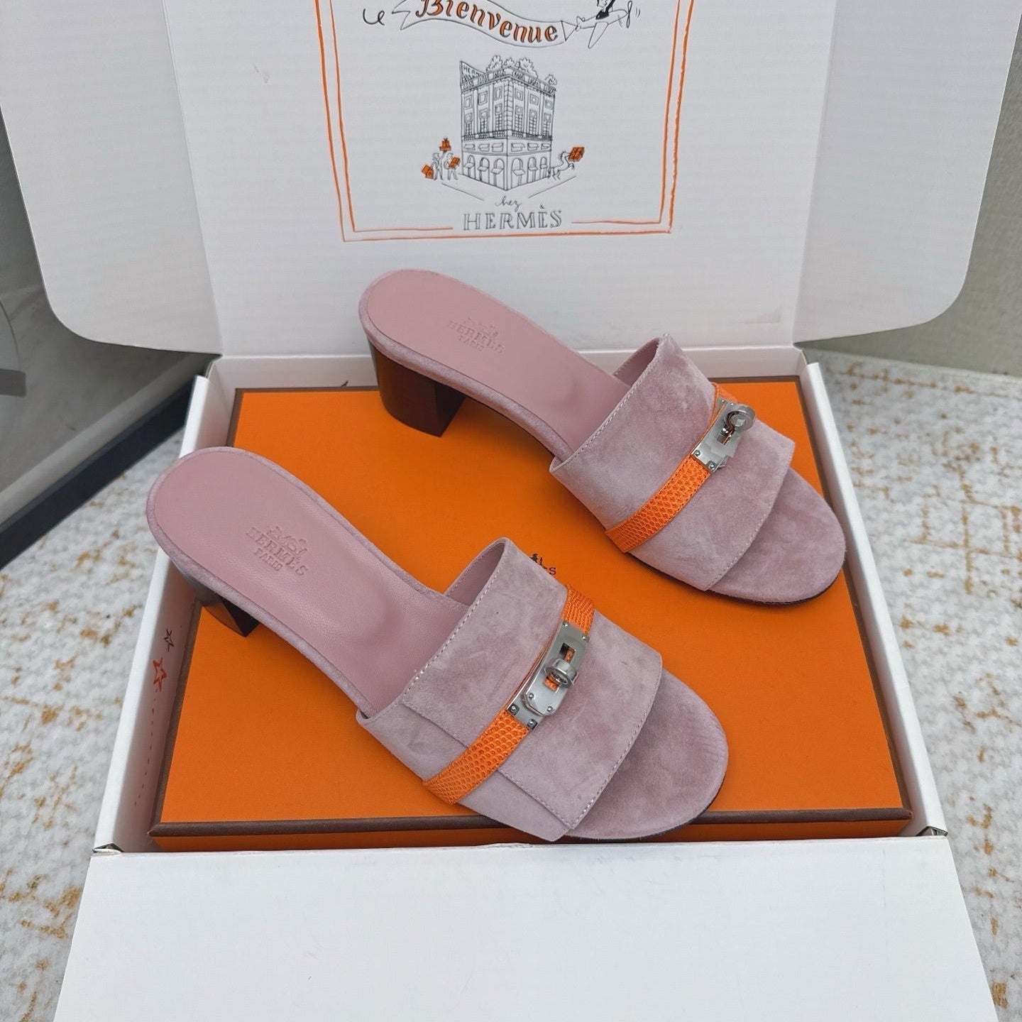 HM 26ss Oasis Sandals 50 Rose Nude Suede Cowhide 625183