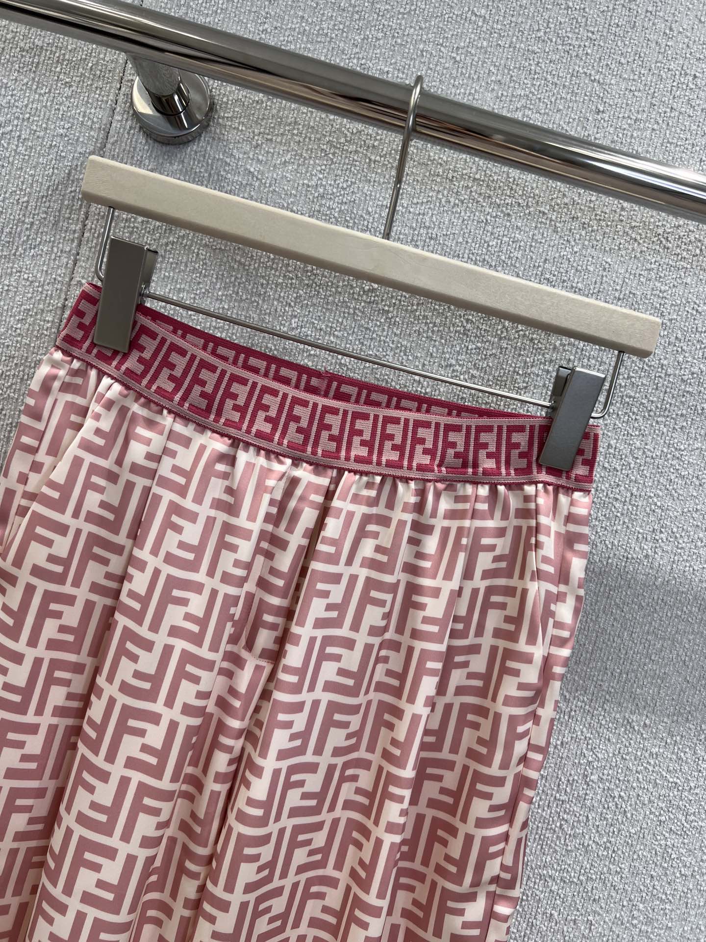 Fendi 25 Wide Leg Pants Pink Polyester Fiber