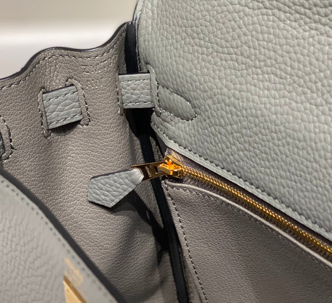 HM KELLY 25CM GRAY TOGO GOLD HARDWARE