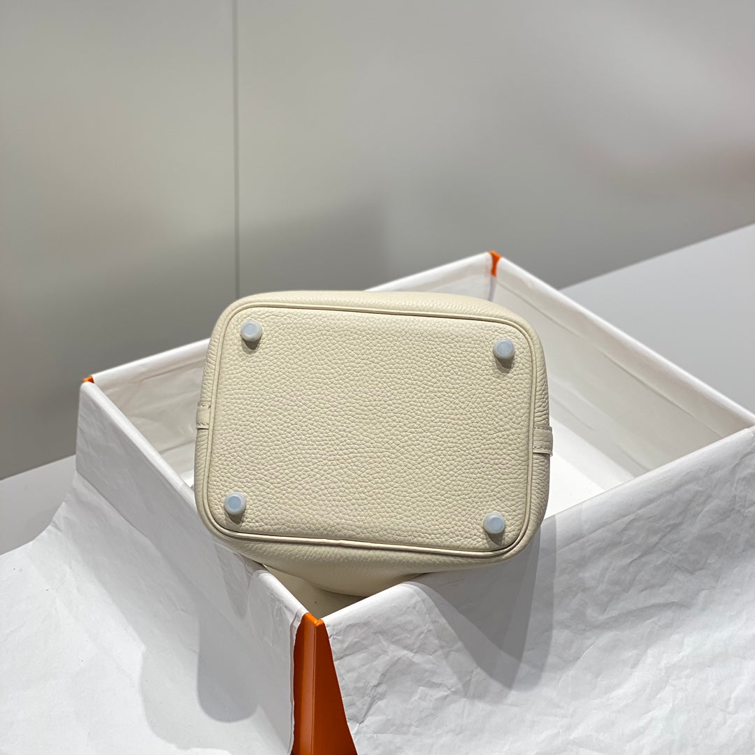 picotin lock ivory togo leather silver hardware
