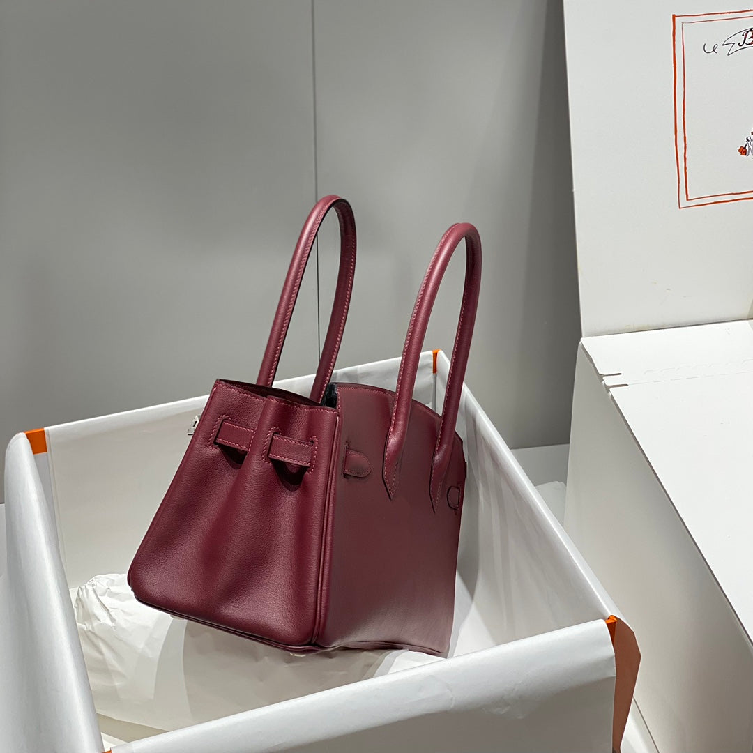 HM Shoulder Birkin 29 Wine Red Brown Leather 222339