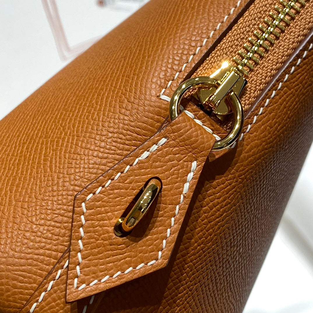 HM Bolide 25 Ginger Epsom Leather Gold Hardware 237402