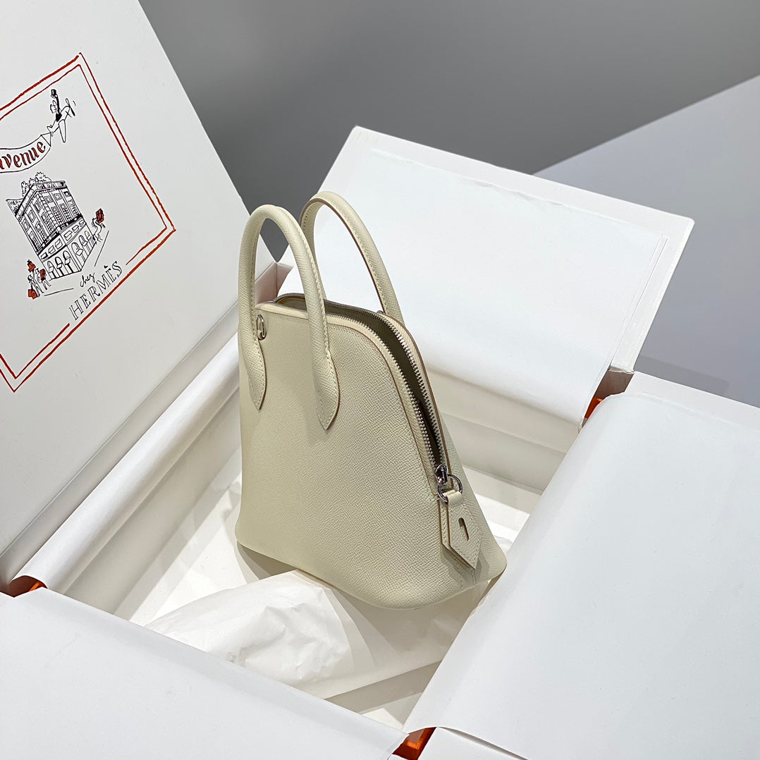HM Bolide 25 White Epsom Leather Silver Hardware 237413