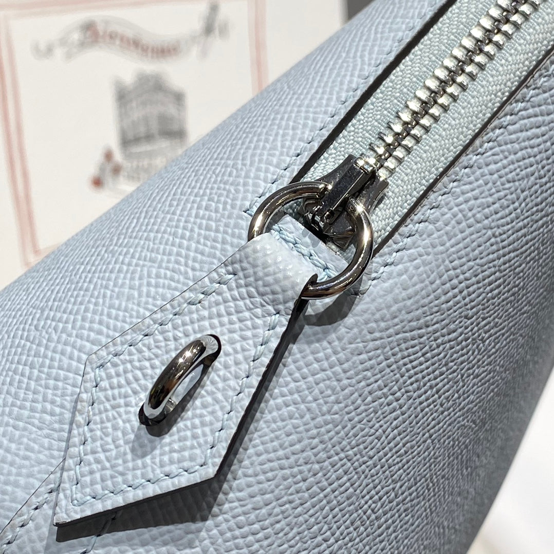 HM Bolide 25 Light Blue Epsom Leather Silver Hardware 237433