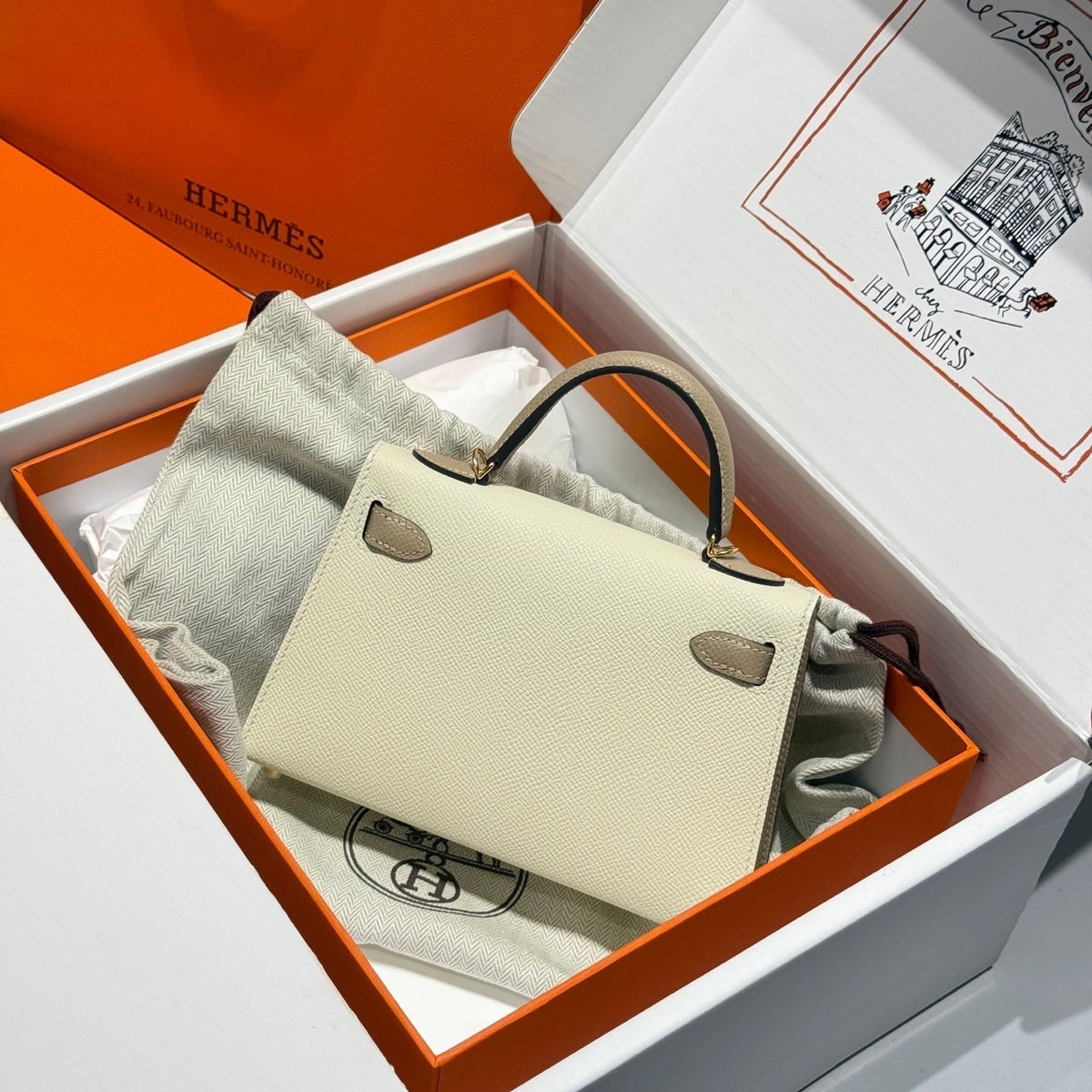 HM Mini Kelly 19 Beige Epsom 243130