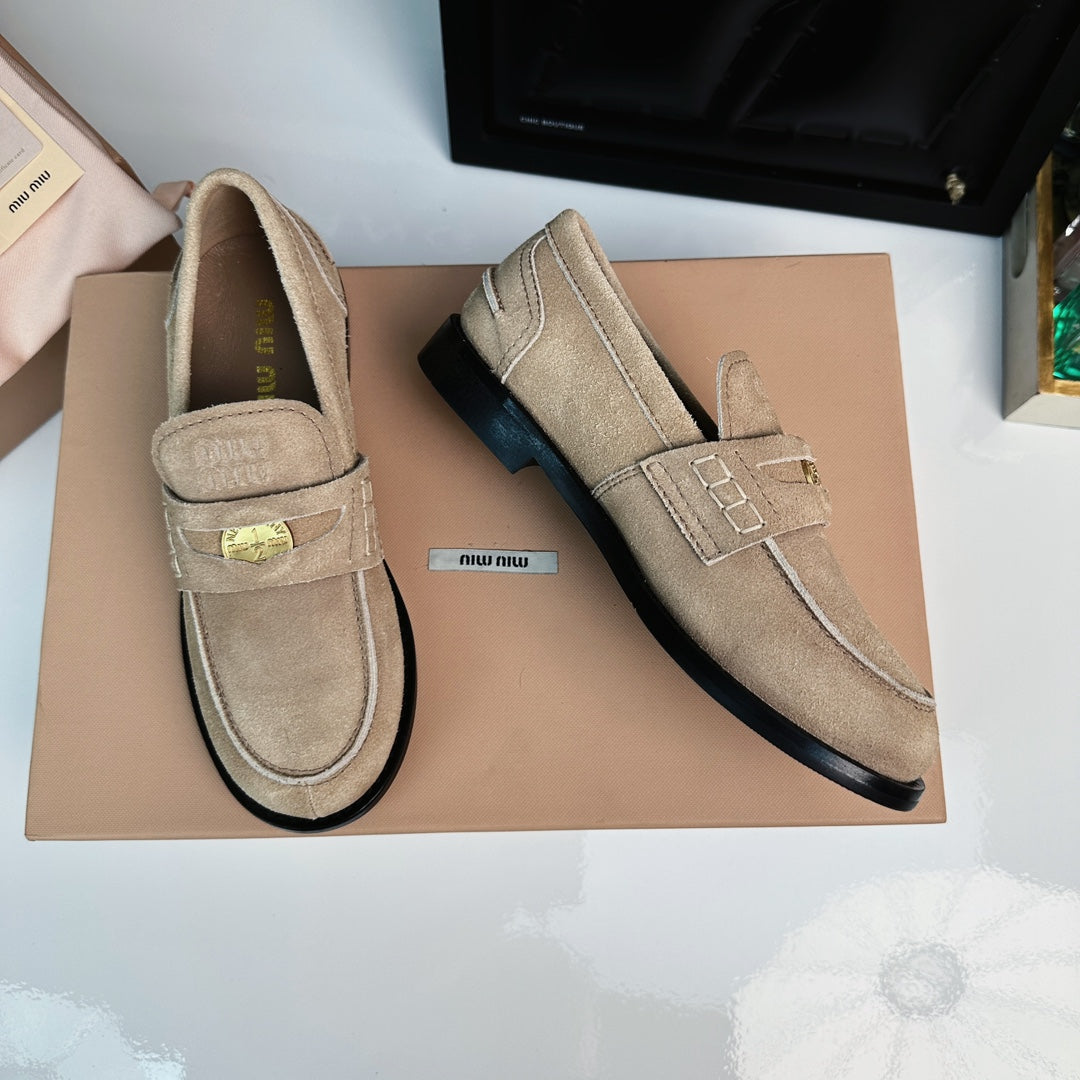 Miu Loafers Light Brown Suede