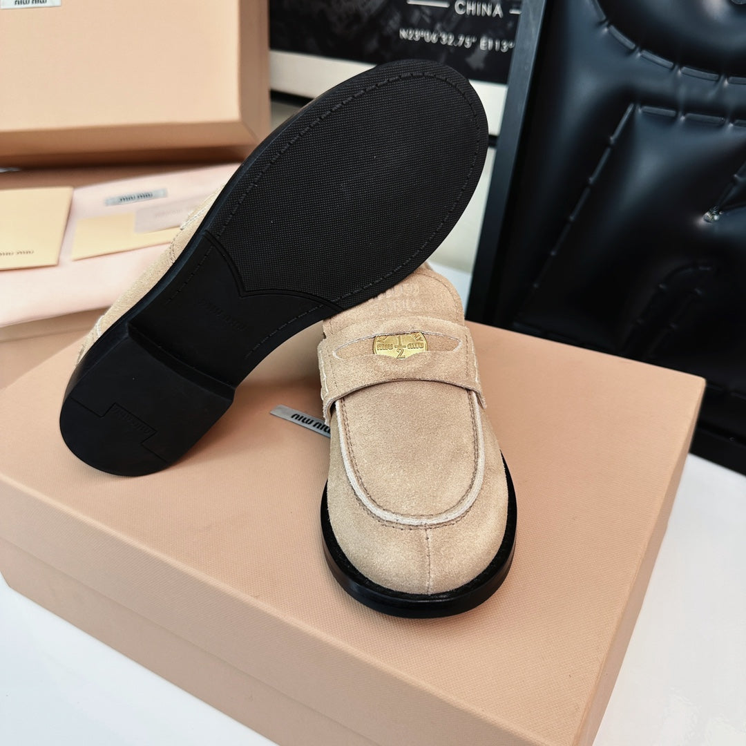 Miu Loafers Light Brown Suede