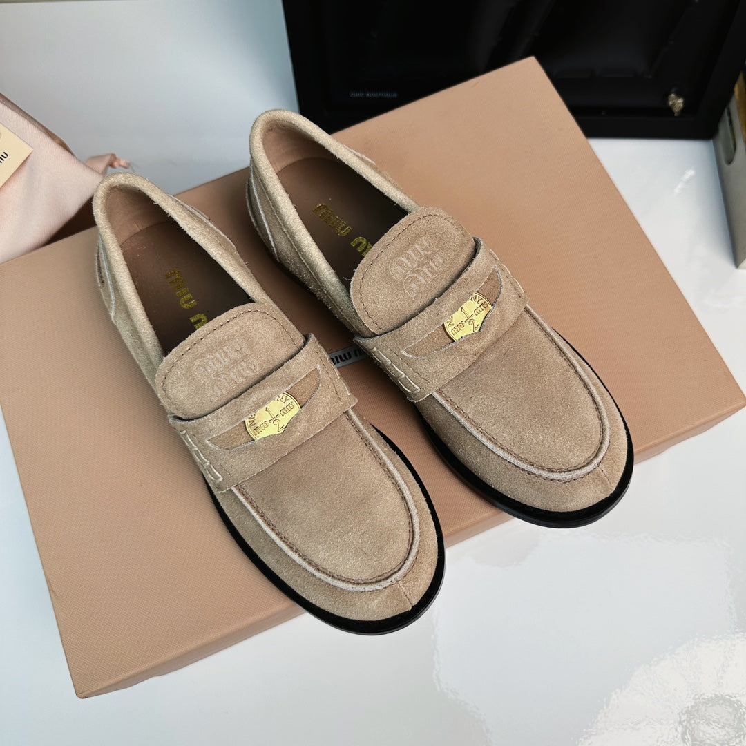Miu Loafers Light Brown Suede