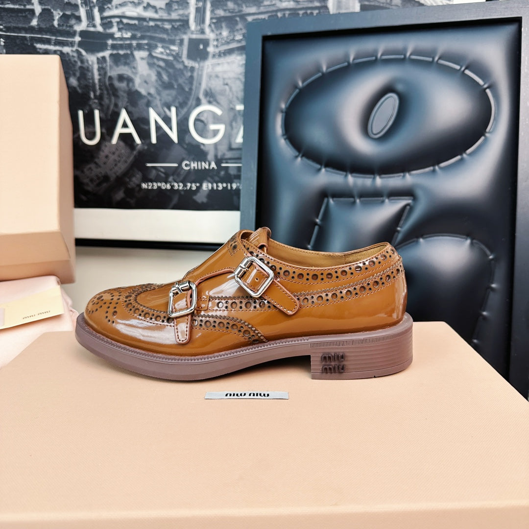 Church's X Miu Loafers Brown Yellow Shiny Calfskin