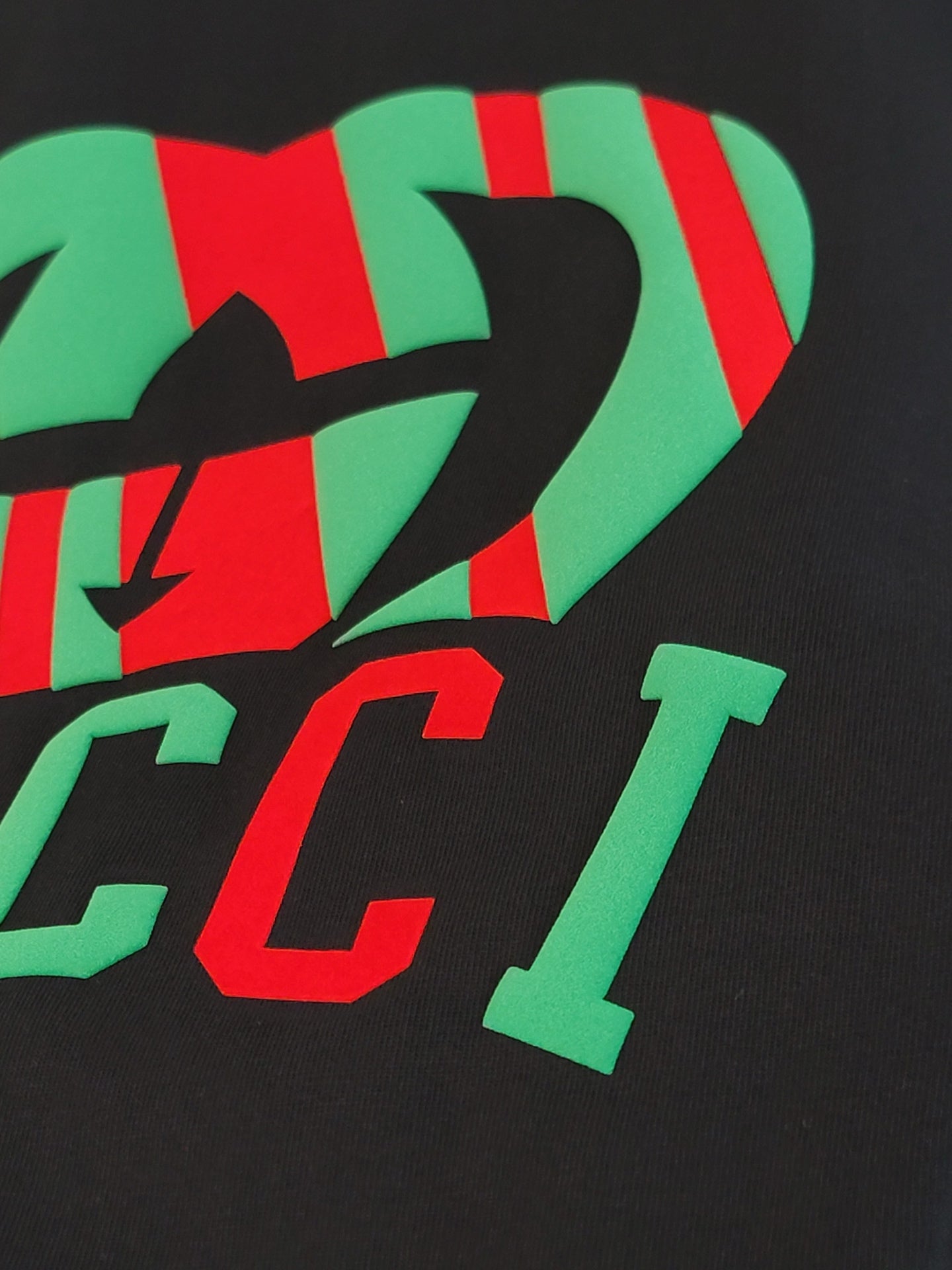 GC 2026 Men's 3D Letter T-Shirt Red And Green Cotton Fabric 699235
