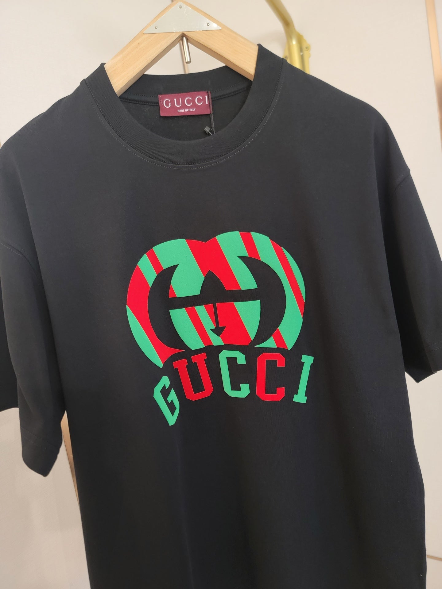 GC 2026 Men's 3D Letter T-Shirt Red And Green Cotton Fabric 699235