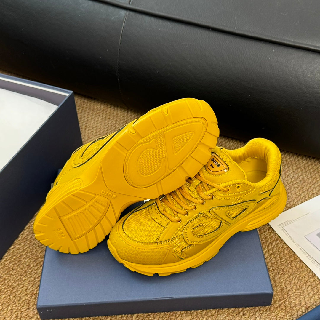 CD And Stone Island B30 Sneaker Yellow Cowhide And Polyester Mesh Fabric