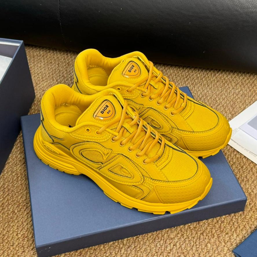 CD And Stone Island B30 Sneaker Yellow Cowhide And Polyester Mesh Fabric