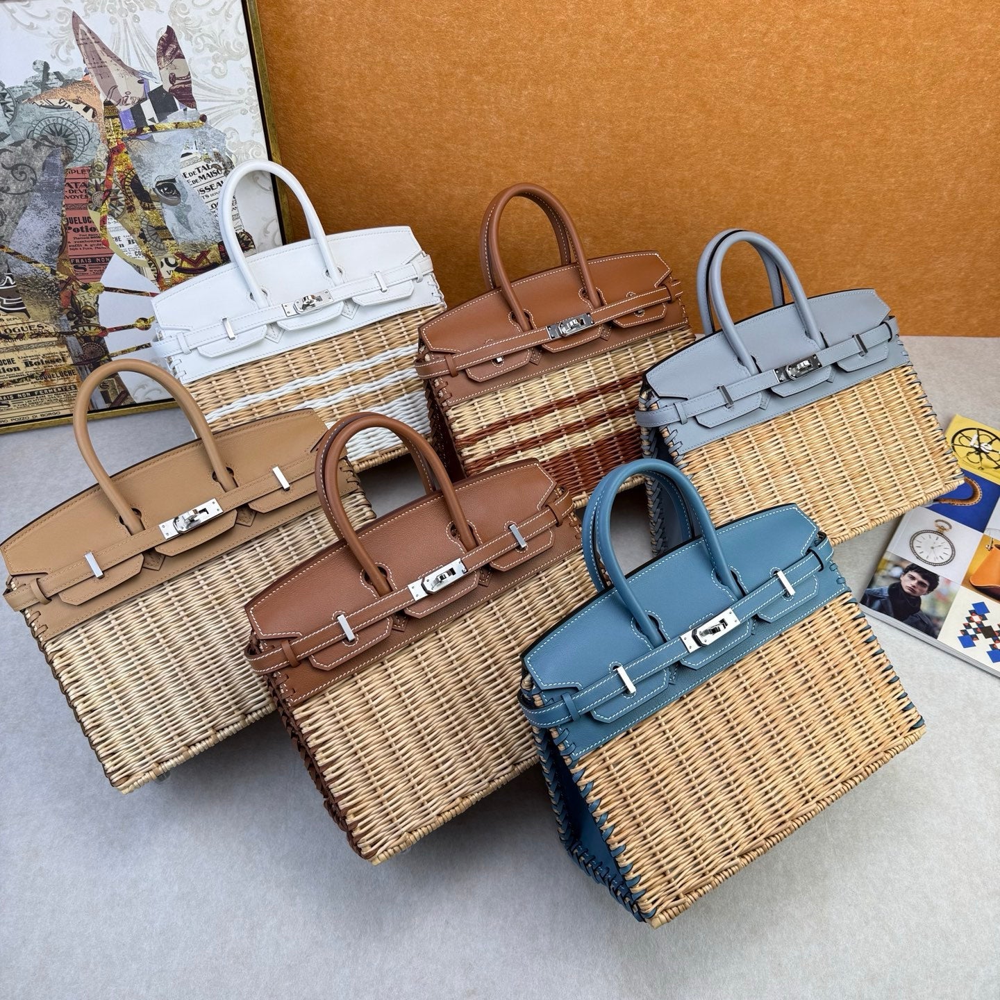 Hermes 2026 Birkin Picnic Bag 25cm Wicker And Swift Leather