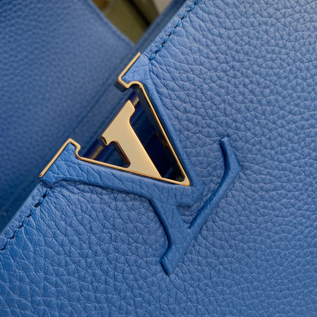 CAPUCINES BB 27 COBALT BLUE TAURILLON MOP GOLD HARDWARE