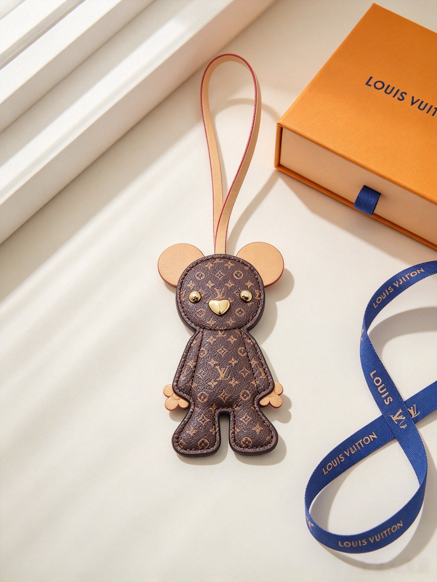 LV Cute Bear Leather Bag Charm