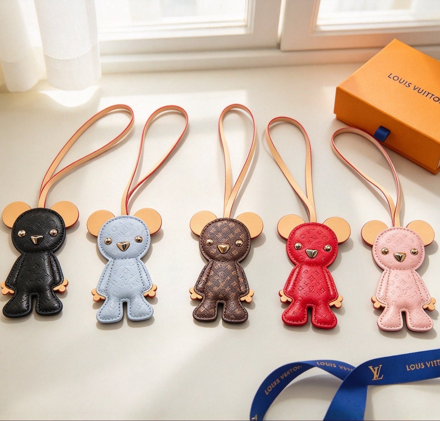 LV Cute Bear Leather Bag Charm