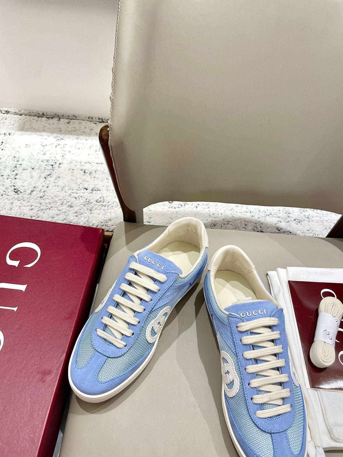 GG 26 Sneaker Baby Blue Canvas Suede 632818