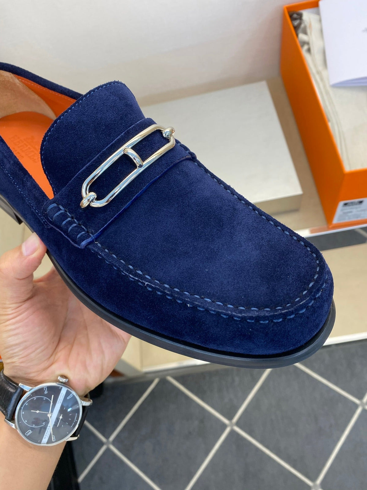 HM Men's Colette Loafer Navy Blue Suede 680425