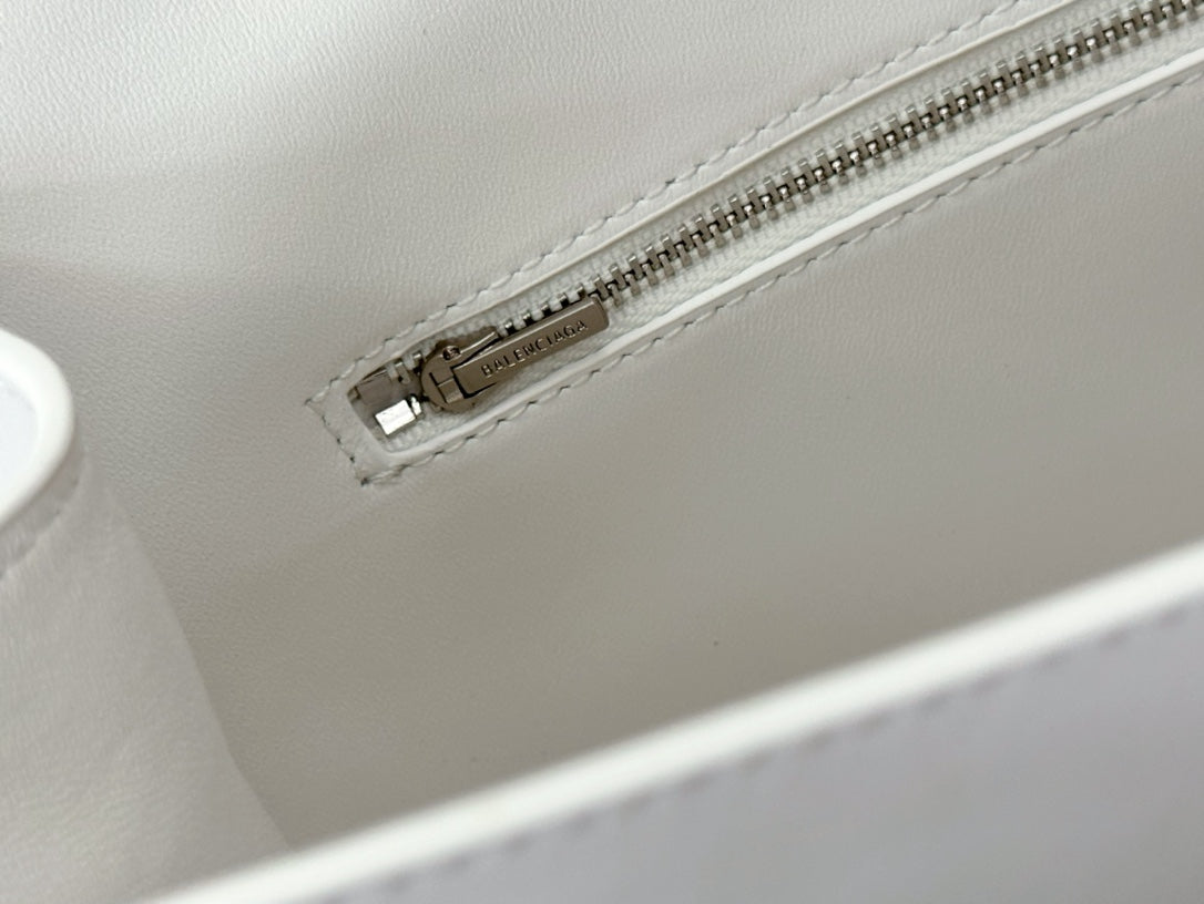 Balenciaga Medium Bag 35 White Calfskin Sliver Hardware