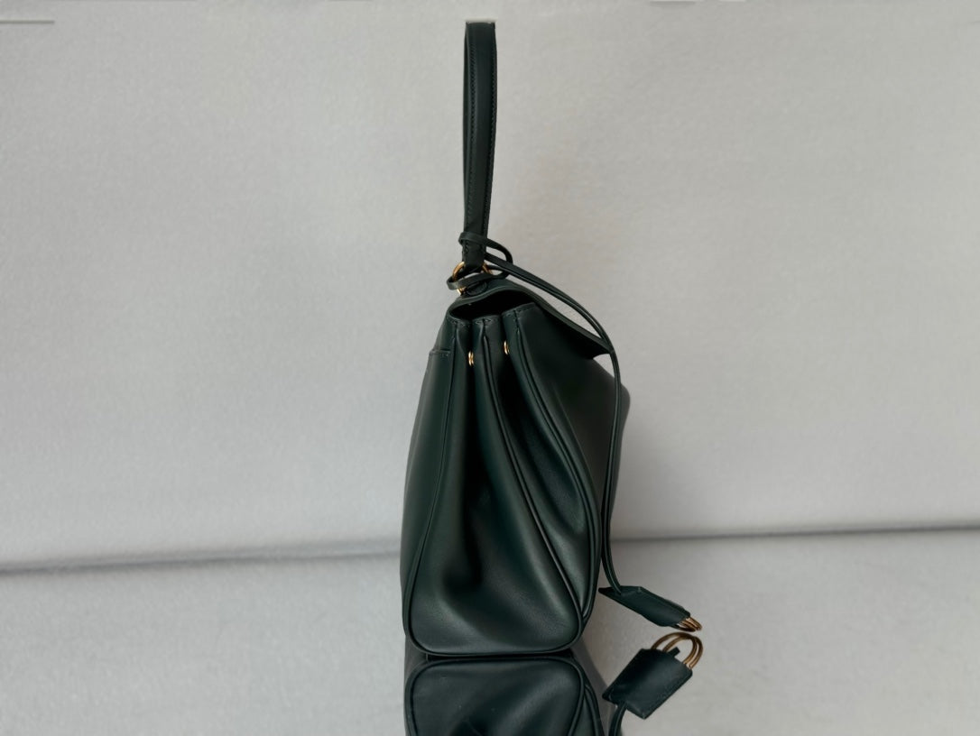 Balenciaga Medium Bag 35 Dark Green Calfskin Gold Hardware