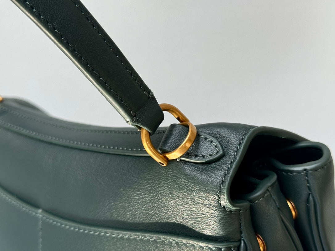 Balenciaga Medium Bag 35 Dark Green Calfskin Gold Hardware