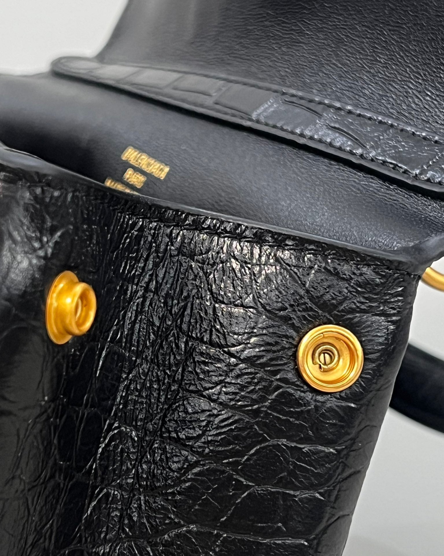 Balenciaga Large  Rodeo Crocodile Embossed Bag 40 Black Leather Gold Hardware