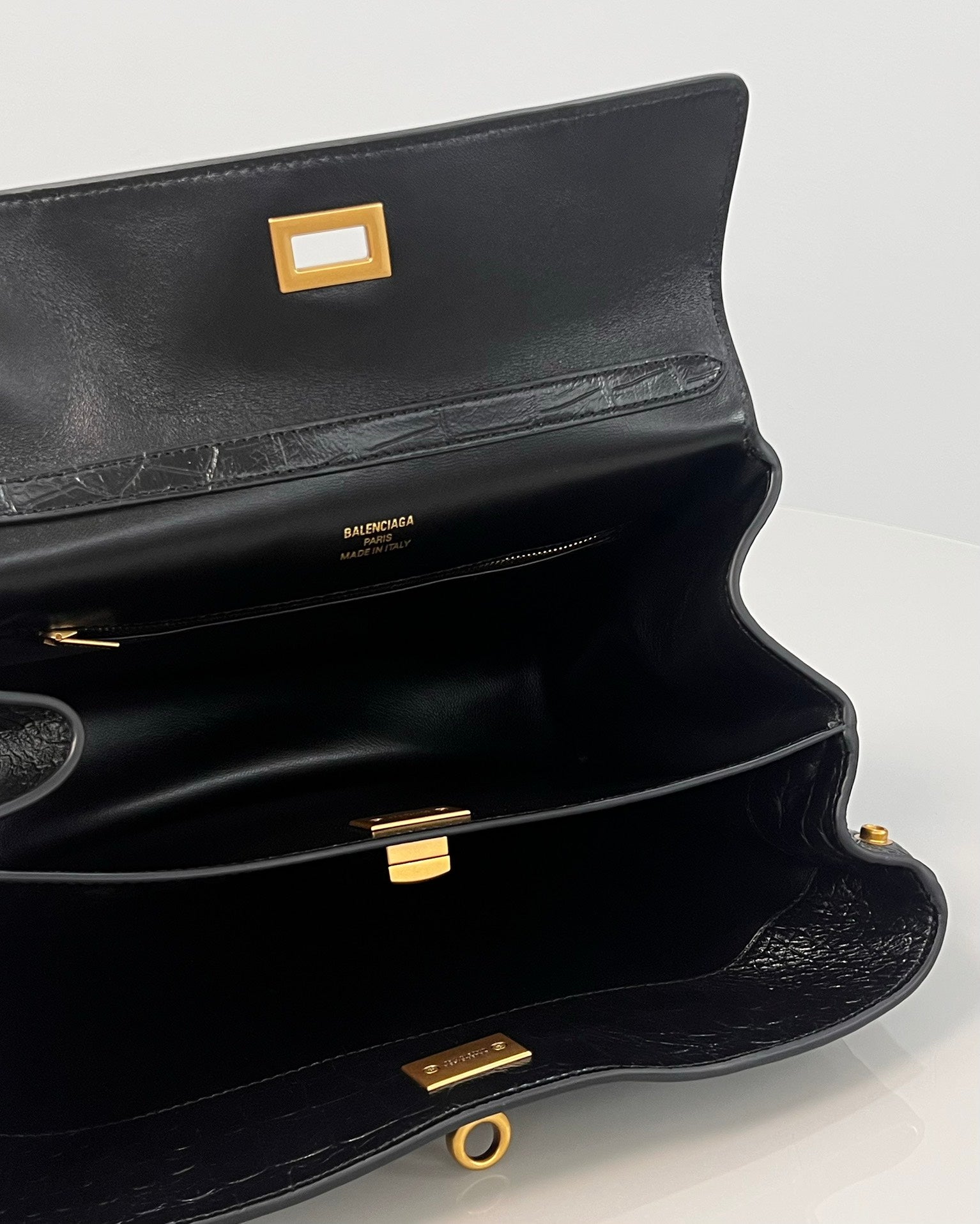 Balenciaga Small Rodeo Crocodile Embossed Bag 29 Black Leather Gold Hardware