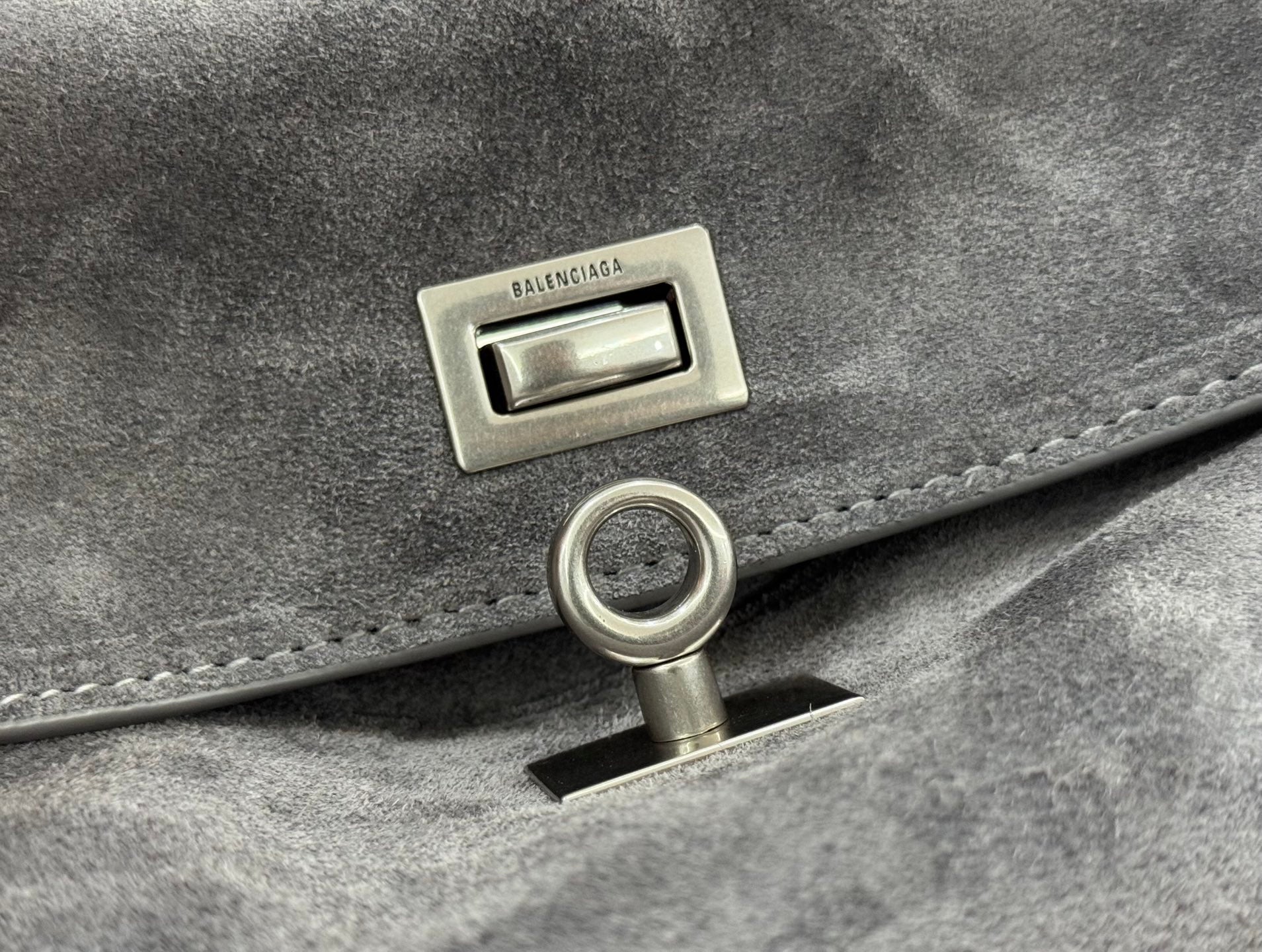Balenciaga Small Bag 29 Gray Suede Sliver Hardware