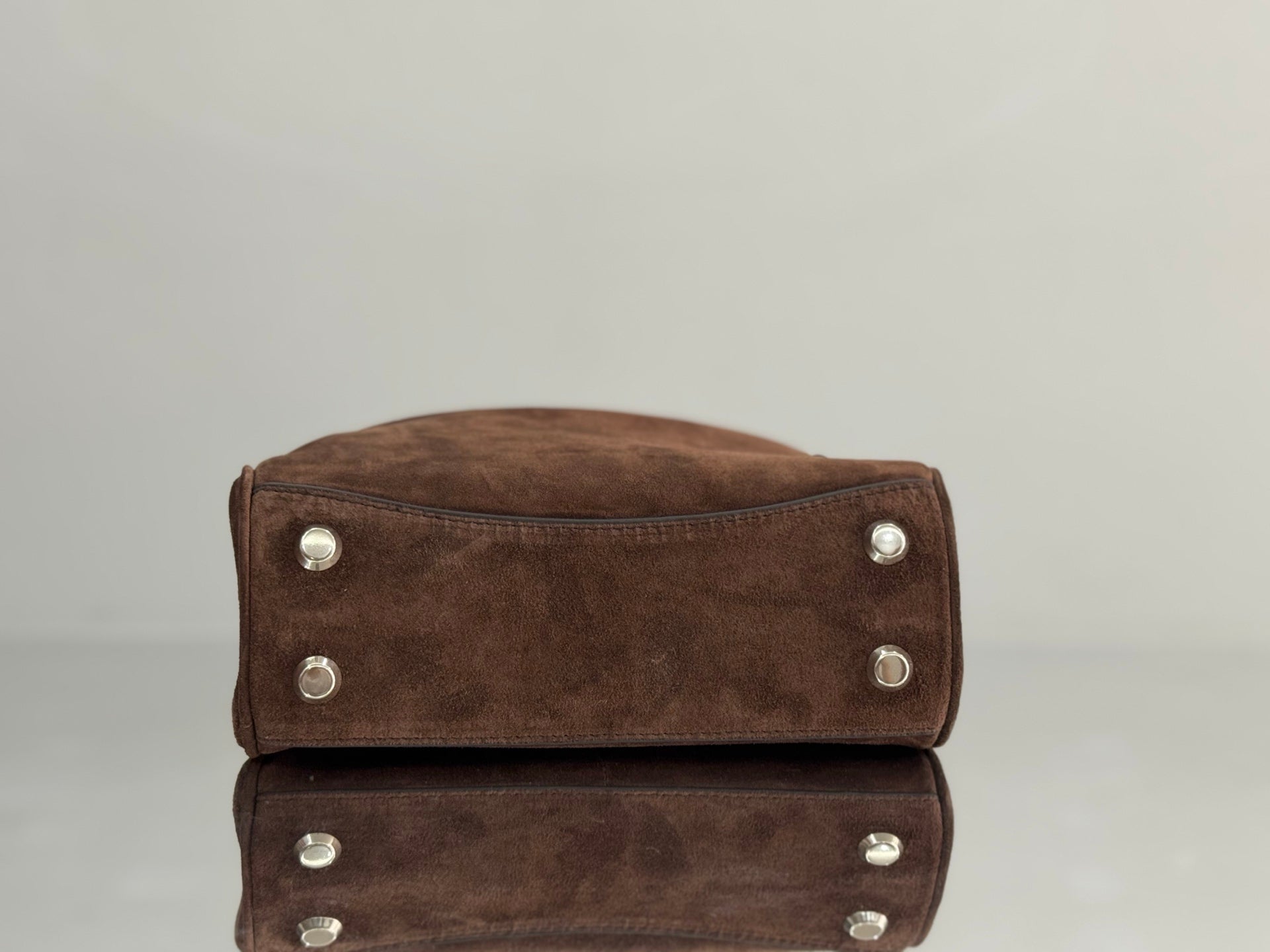 Balenciaga Mini Bag 22 Coffee Brown Suede Sliver Hardware
