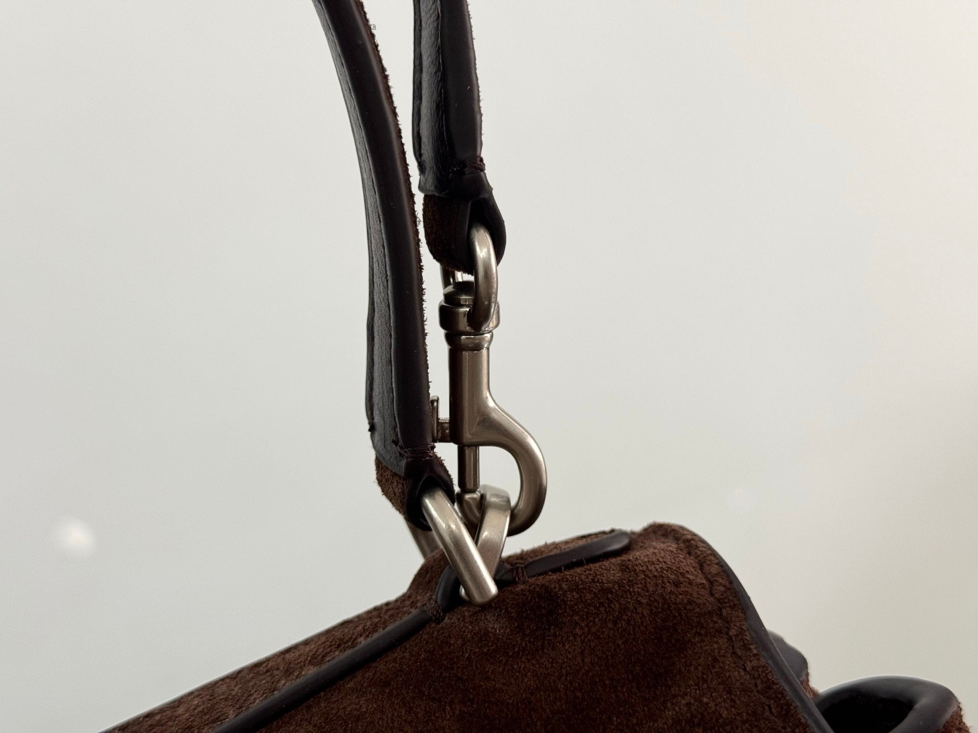 Balenciaga Mini Bag 22 Coffee Brown Suede Sliver Hardware