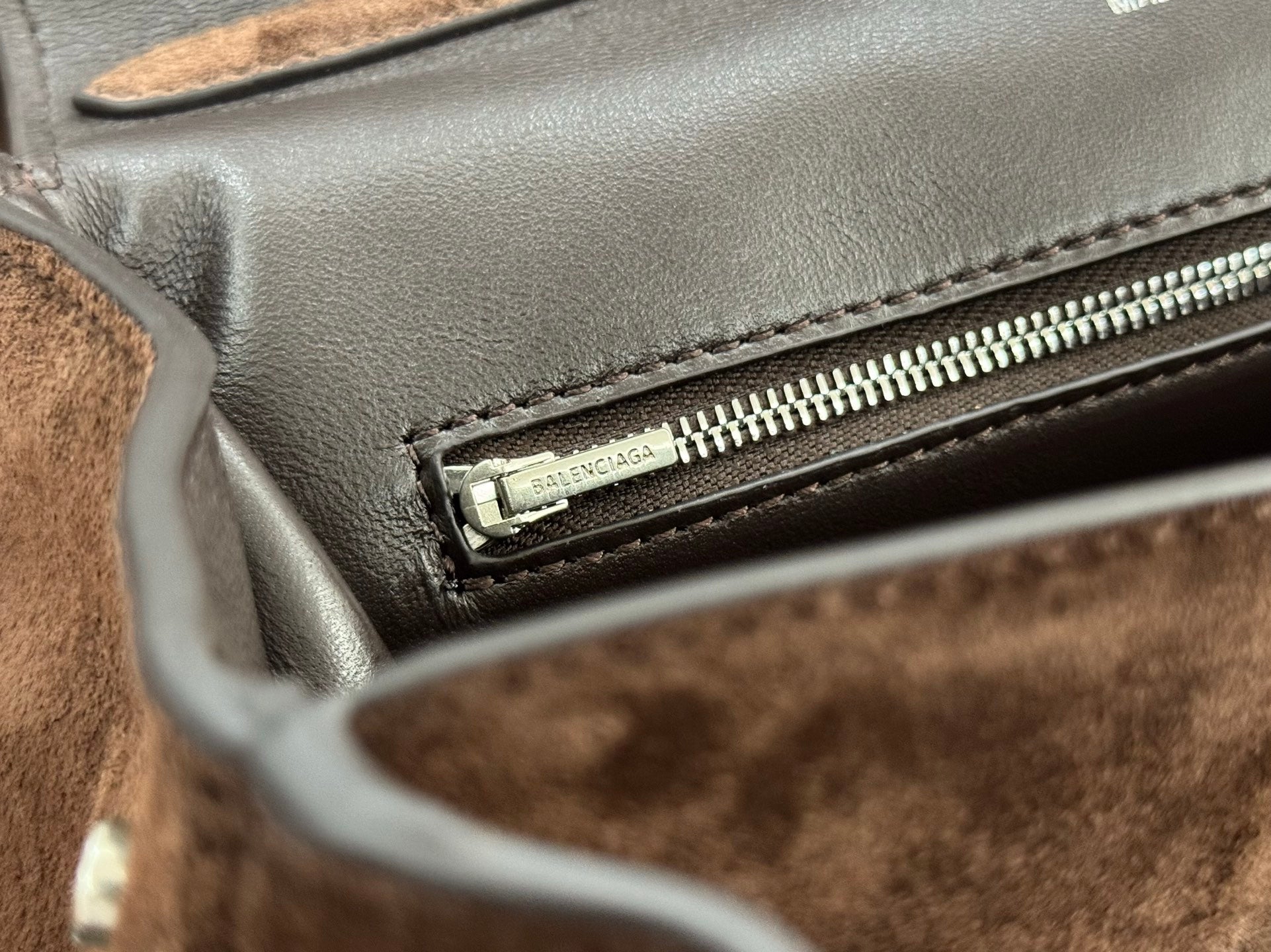 Balenciaga Large Small Bag 29 Coffee Brown Suede Sliver Hardware