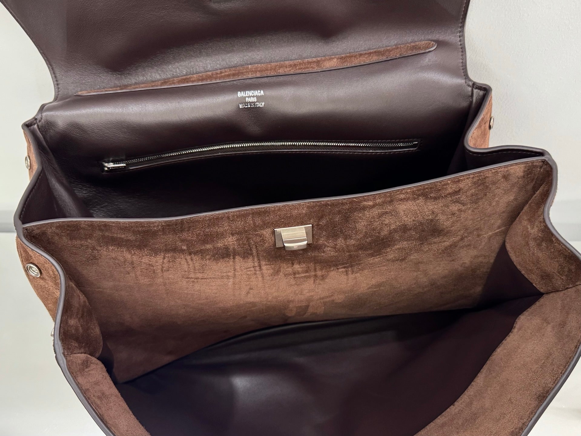 Balenciaga Large Rodeo Bag 40 Coffee Brown Suede Sliver Hardware